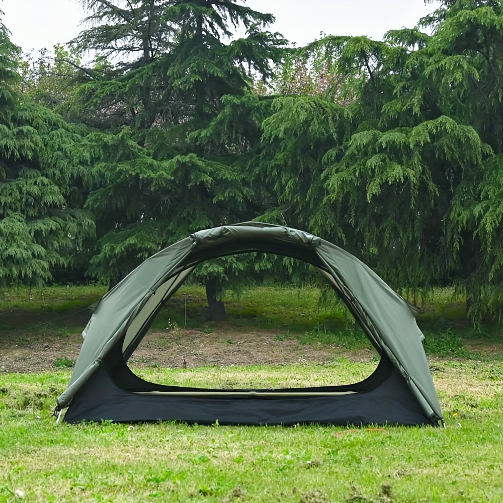 キャンプテント1-2人用、防水風防ダブルレイヤー軽量テント、アルミポールフリースタンディング4シーズン広々とした屋外ハイキング、トレッキング、狩猟用シェルター