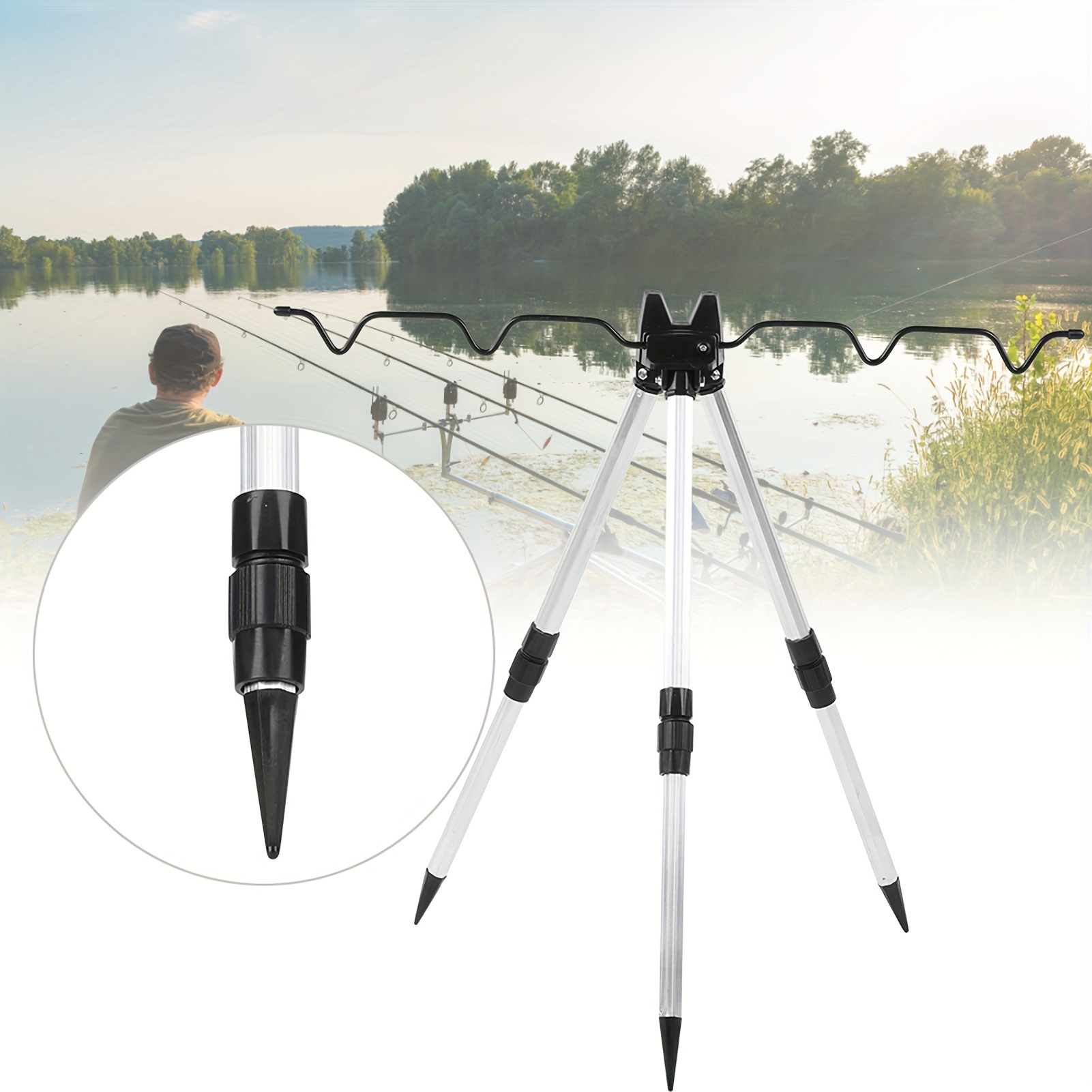 

Aluminum Alloy Mini Shrinkage Fishing Rod Tripod Stand Folding Bracket Equipment Accessory For Outdoor Ultra Short Pole 5 Pole Fishing Equipment - Universally Compatible With Most Fishing Poles