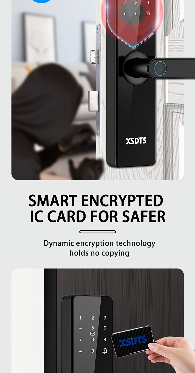 قفل باب ذكي يعمل بالواي فاي لأمان المنزل مع تحكم عبر تطبيق تويا + طرق فتح متعددة وتركيب سهل