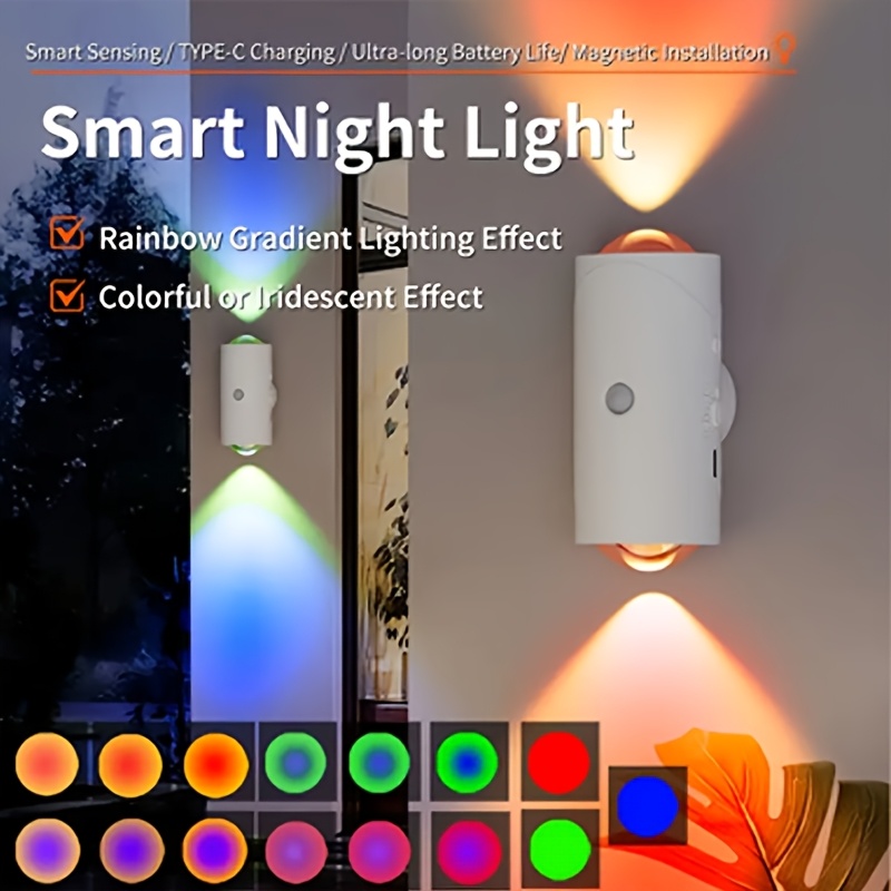 TEMU 2pcs Night Light , Modern Night Light Wall, Dusk To Dawn Sensor