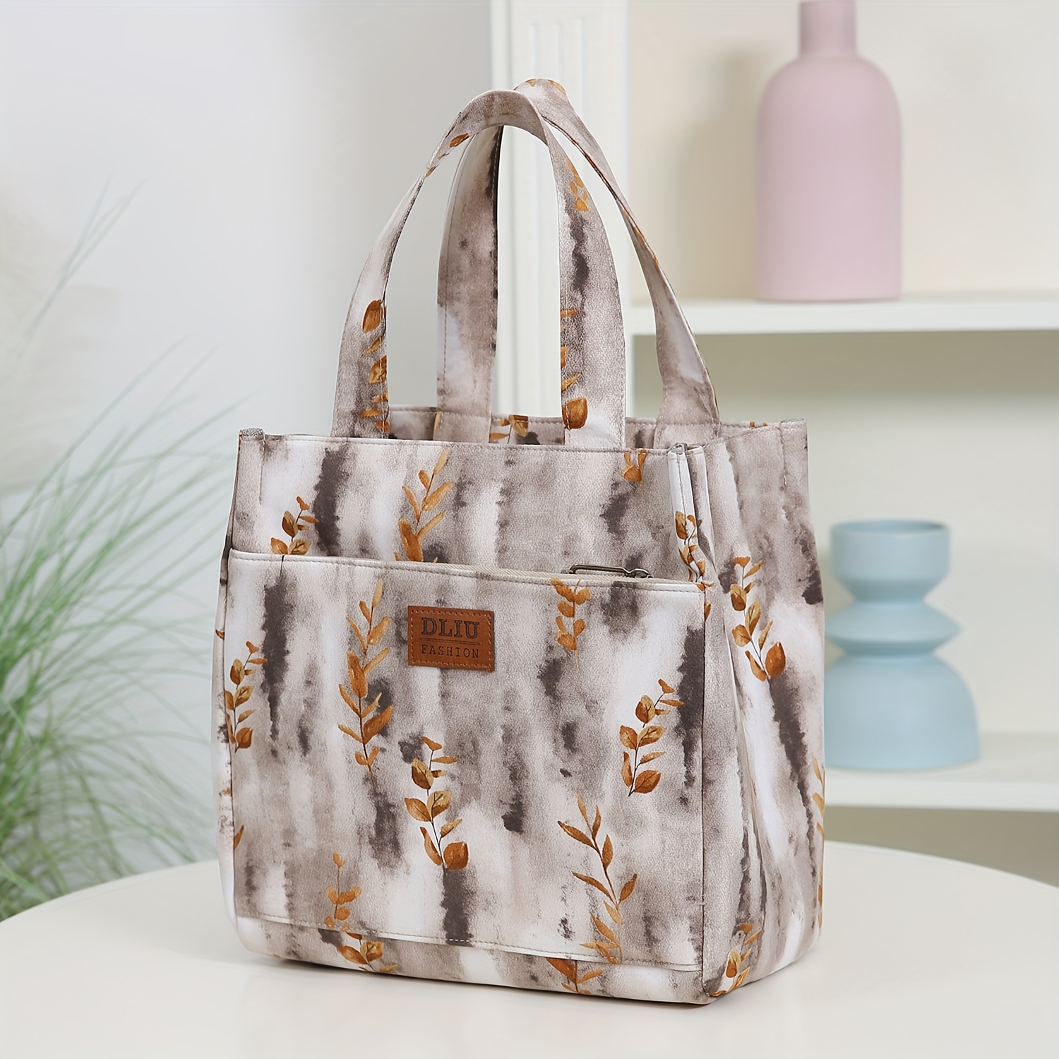 TEMU New Arrival, Thickened Fabric, Fashionable, Minimalist, Ethnic Style, Semi-closed Zipper Design   Front Zipper Pocket, Suitable For Shopping And