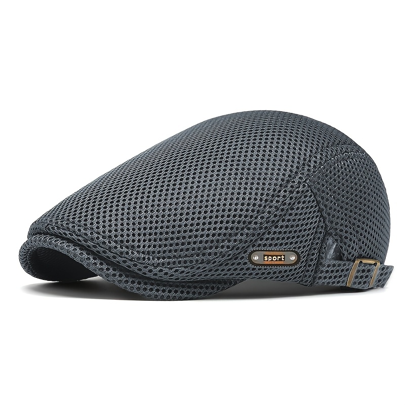TEMU Summer Hollow Mesh Duckbill Breathable Beret Women's Korean Style Trendy Sun Hat Men' Color Hat