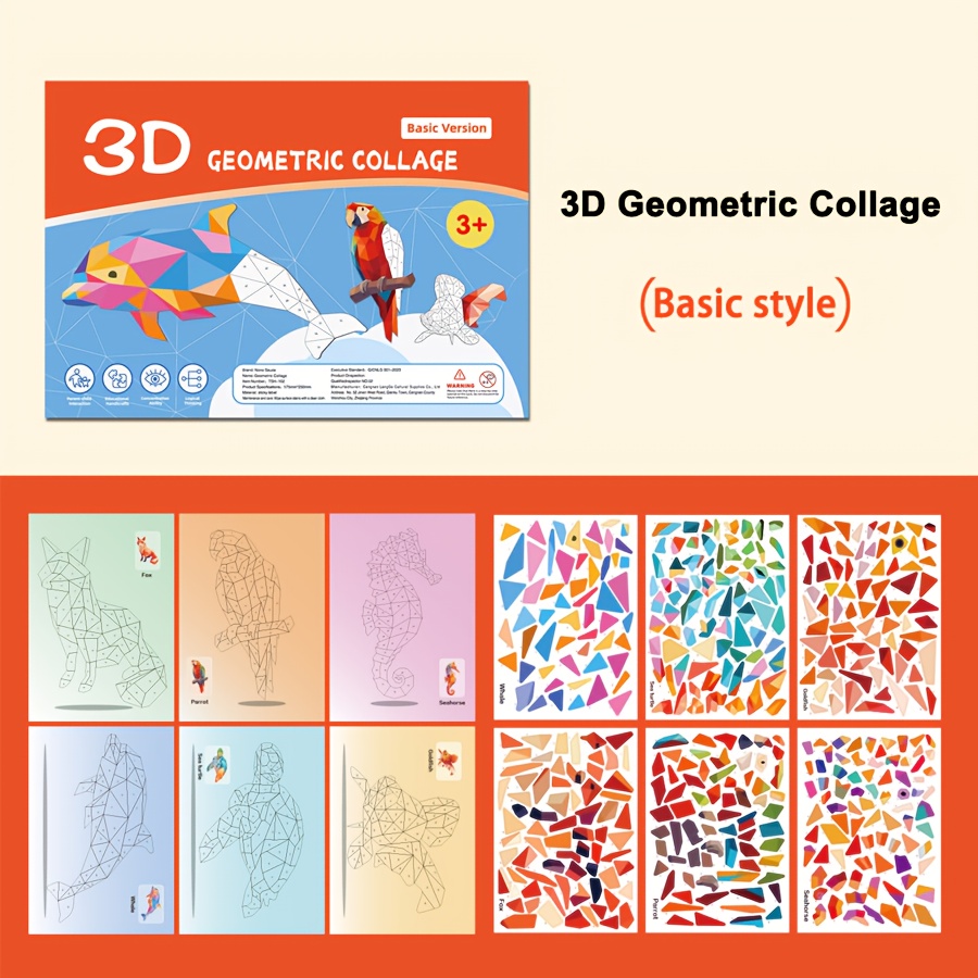 Image of Diy Sticker Puzzle Painting Book - Educational Activity Book, & Motor Skills Development, With Animals, Shapes, Colors - Birthday, Christmas, Halloween Gift Idea,disposable Stickers