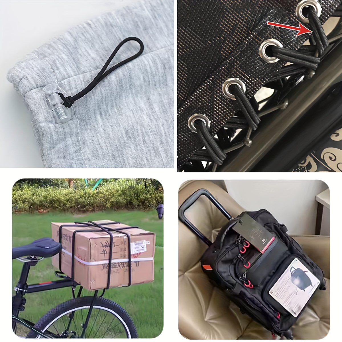 High Elasticity Rubber Polyester Bungee Cords Variety Pack Temu Canada