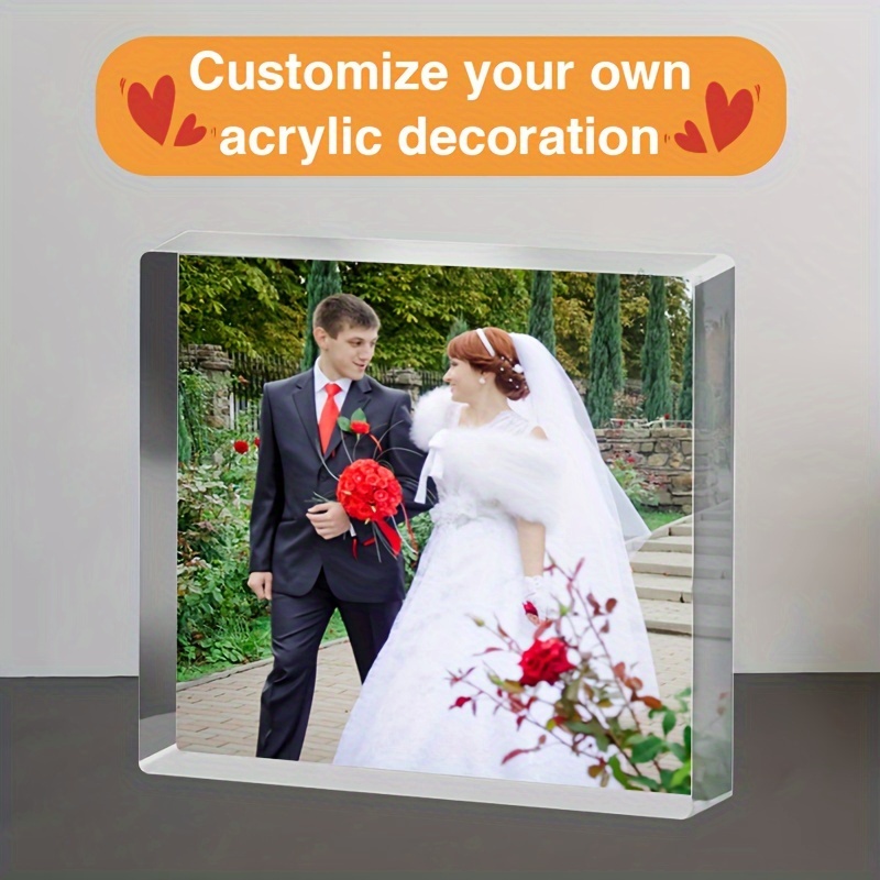 

Custom Acrylic Photo Block, 1pc Personalized Wedding Couple Portrait Decoration, Romantic Gift For Anniversary, Birthday, Valentine's Day - No Electricity Required