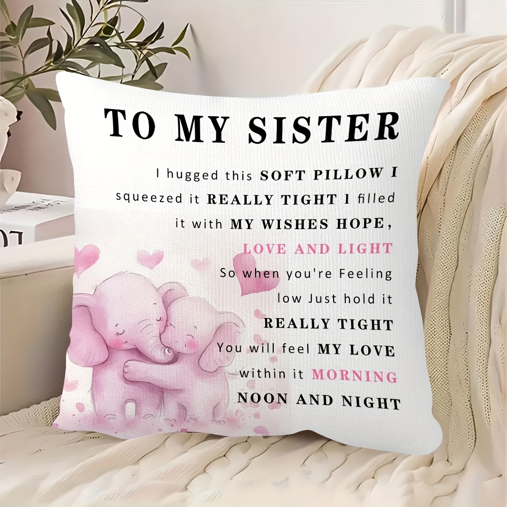 TEMU 1pc Pillowcase, "love And Support" Quote Pillowcase, Gift For My Sister, Soft And Smooth Polyester Short Plush Fabric, Single-sided Printed