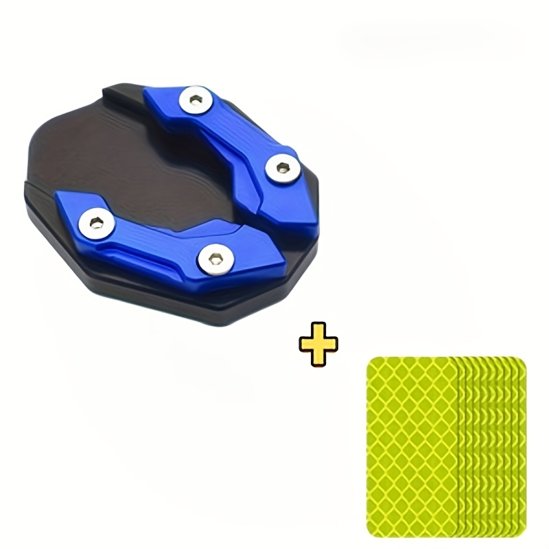 TEMU Electric Motorcycle Modification Side Stand With Enlarged Foot Pad, Anti-slip Base With Widened Pad Cover, Includes 10 Reflective Stickers + 1pc