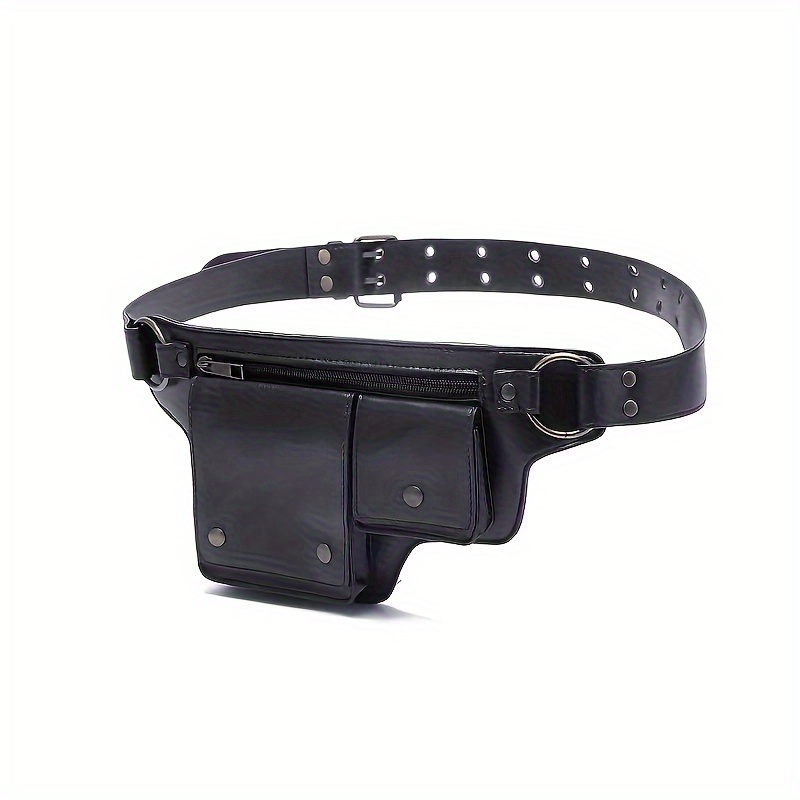 vintage synthetic leather belt bag punk style adjustable - Temu Mexico