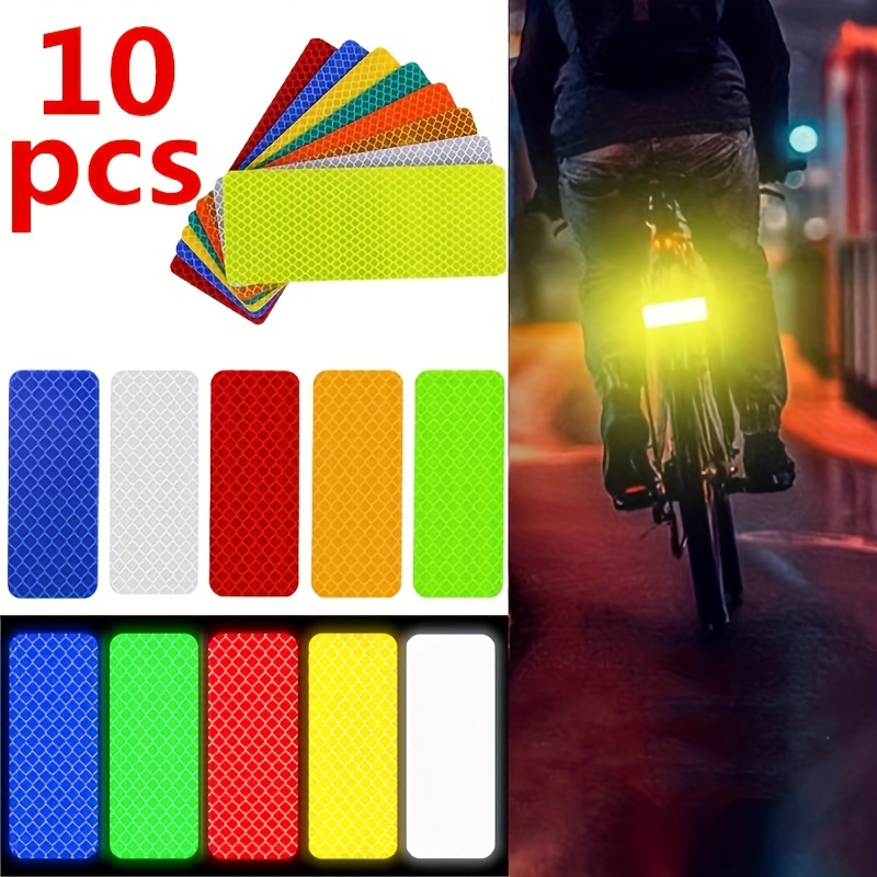 

10 Pcs High-visibility Reflective Stickers For Bicycles: Waterproof, Nighttime Safety, And Visibility Enhancements