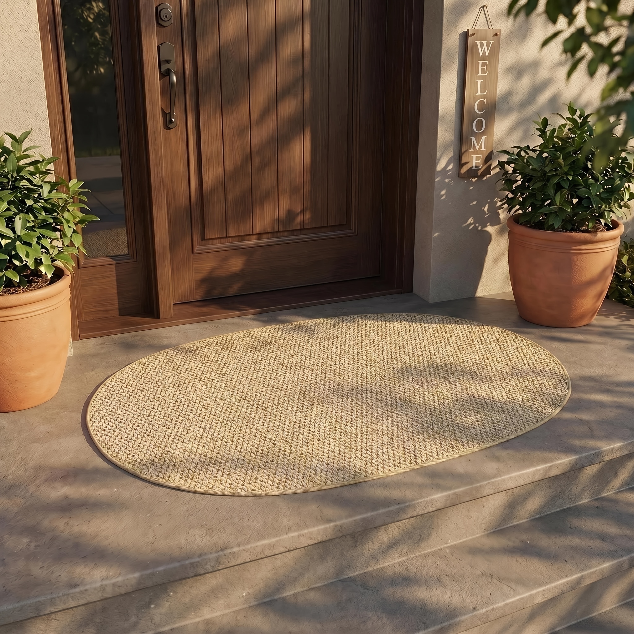 Handwoven Oval Sisal Rug with Non-Slip TPR Backing