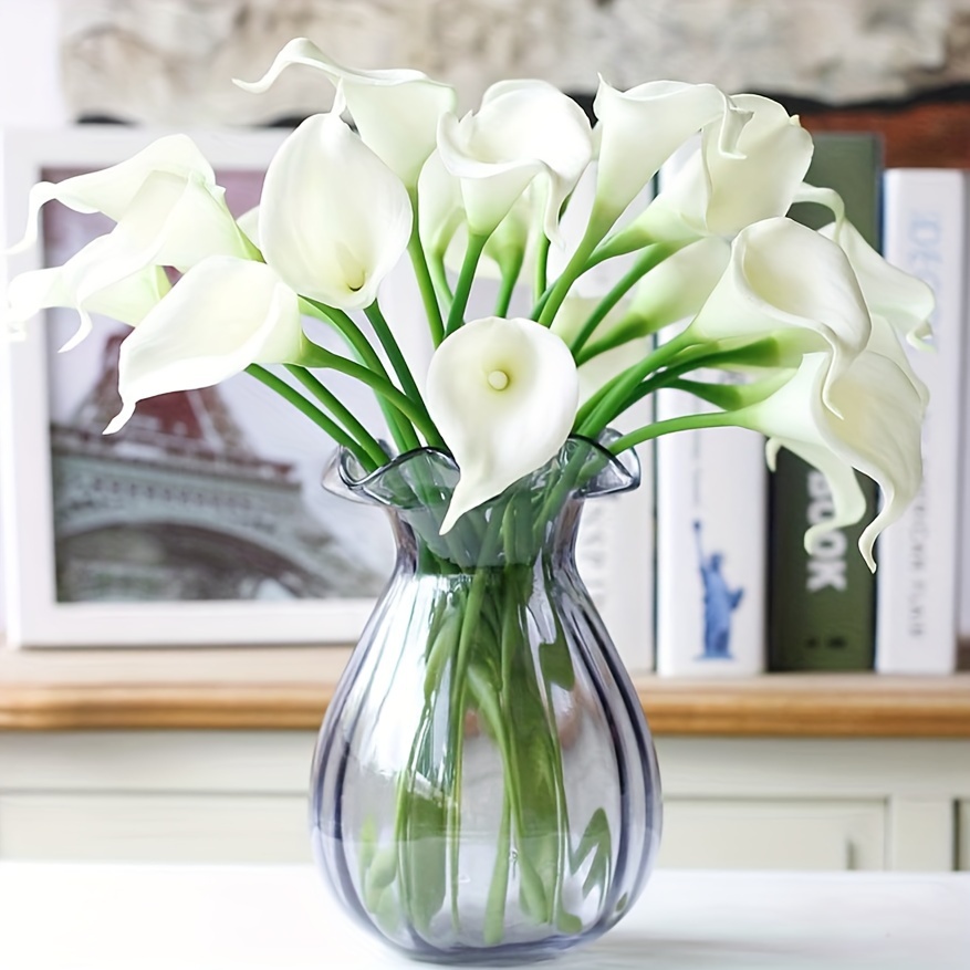 

12pcs White Lily Artificial Flowers Bouquet For Wedding Bride Shower Gift Home Decoration Flower