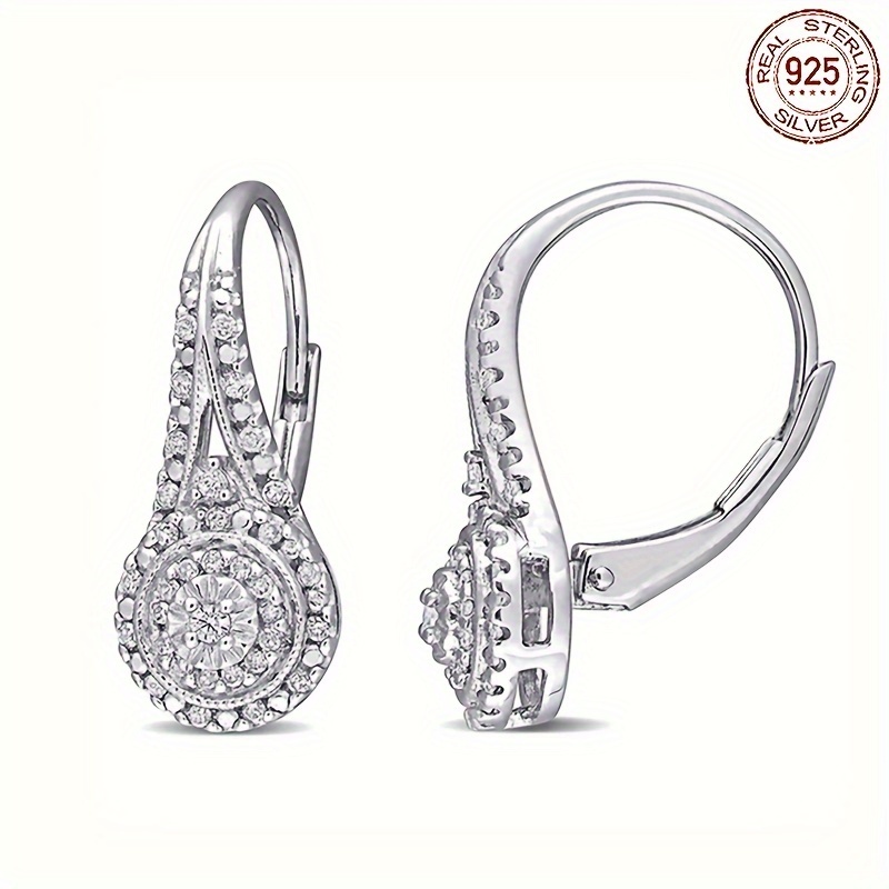 TEMU Exquisite Anti-allergy Jewelry Gift Featuring Elegant Round Sparkling Earrings Made Of 925 Sterling Silver