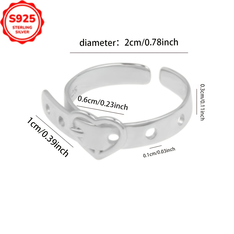 925 Silver Heart Belt Buckle Ring for Women - Perfect Gift