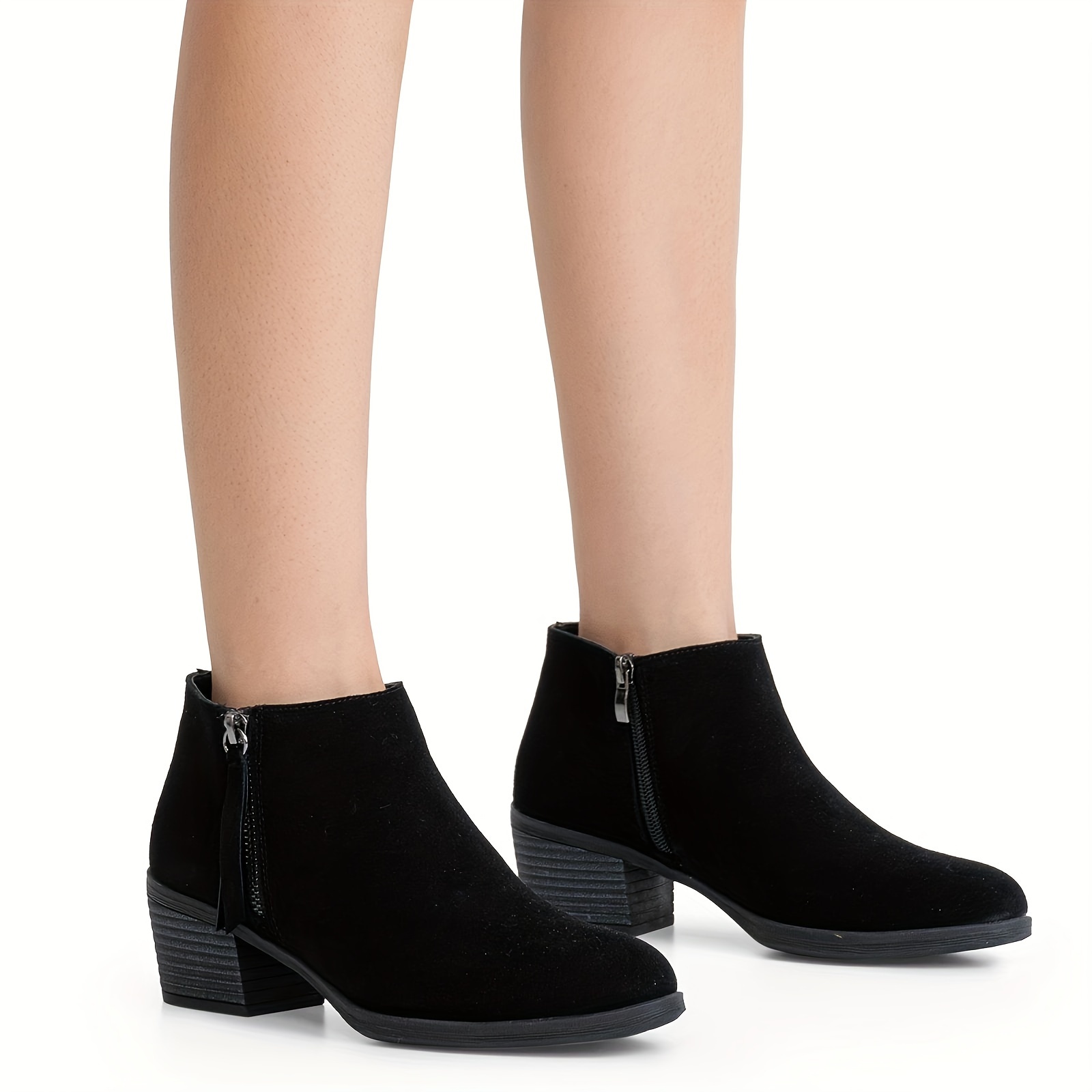 black dress booties low heel Vienna Low Heel Leather Booties | Comfortable Block Heel