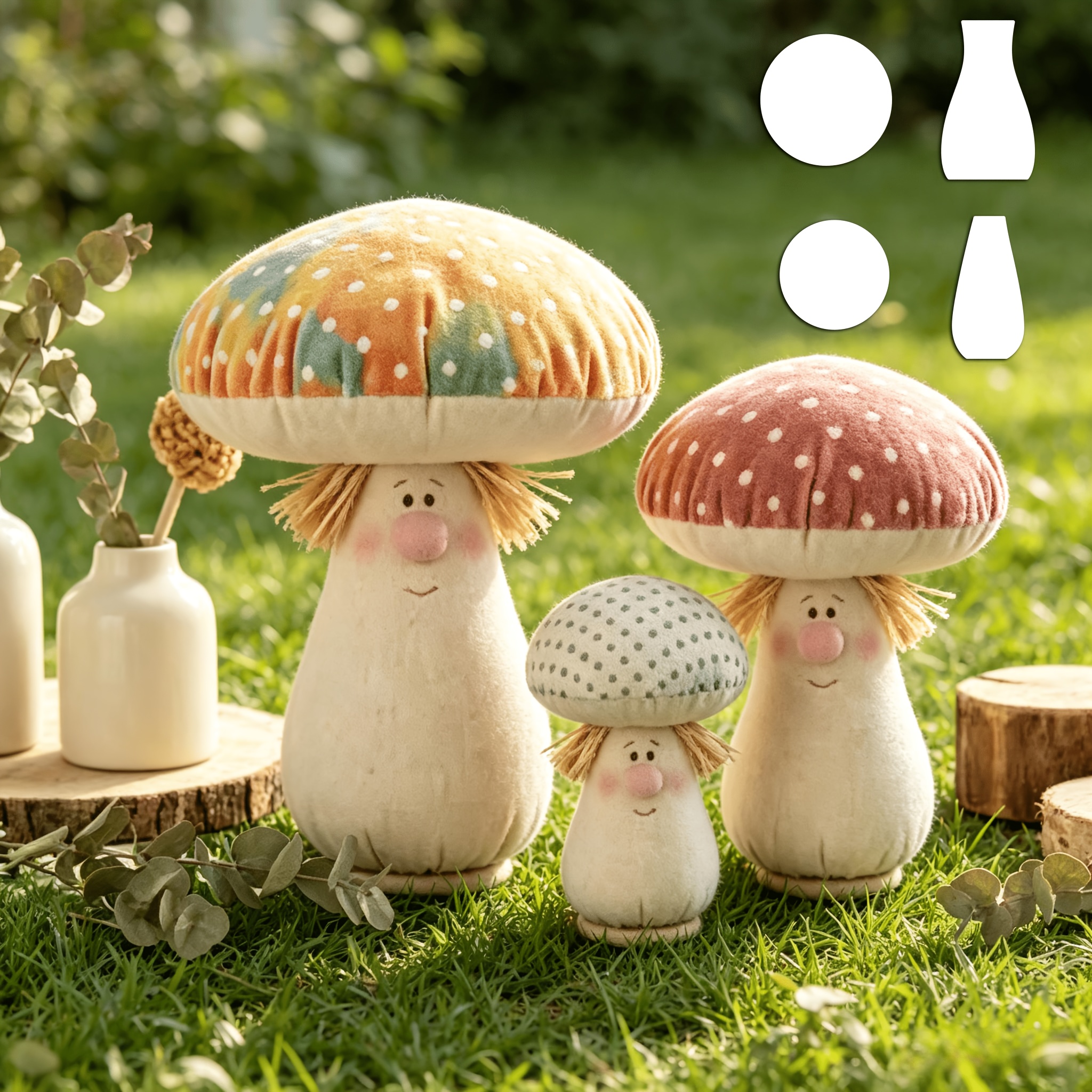 TEMU 1 Set Of 4 Handmade Mushroom Doll Templates, Art Decoration Templates, Reusable Painting Templates, Used For Handmade, Painting, Canvas, , Home