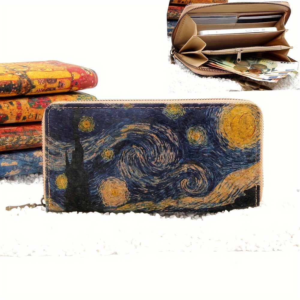 

Van Gogh Painting Inspired Women's Long Wallet - European And Leather Large Capacity Fashion Wallet With Zipper Closure And Polyester For Credit Cards, , And Id Storage