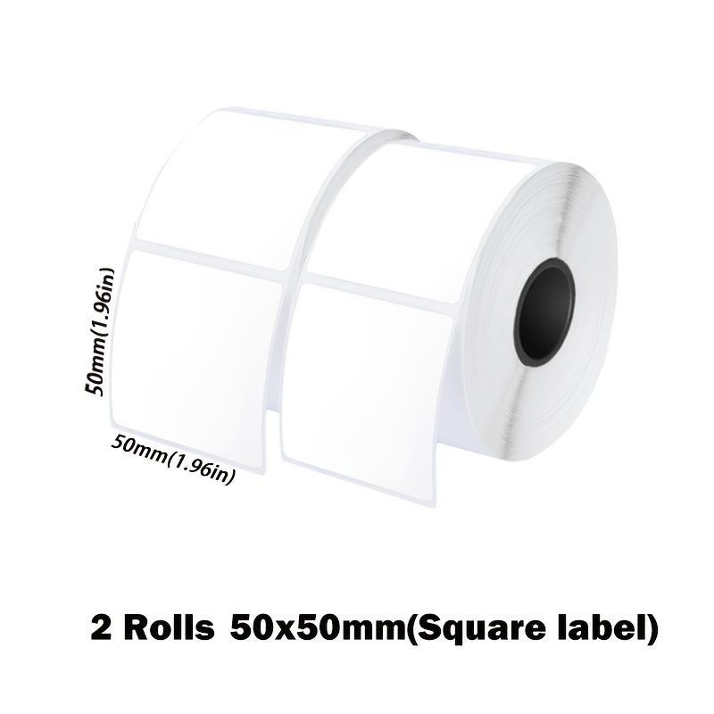 TEMU 2 Rolls 50x50mm Synthetic Thermal Label Stickers, Oil Resistant Tear Proof Self Adhesive Labels, Dual Style, 2 Rolls Thermal Sticker Paper For