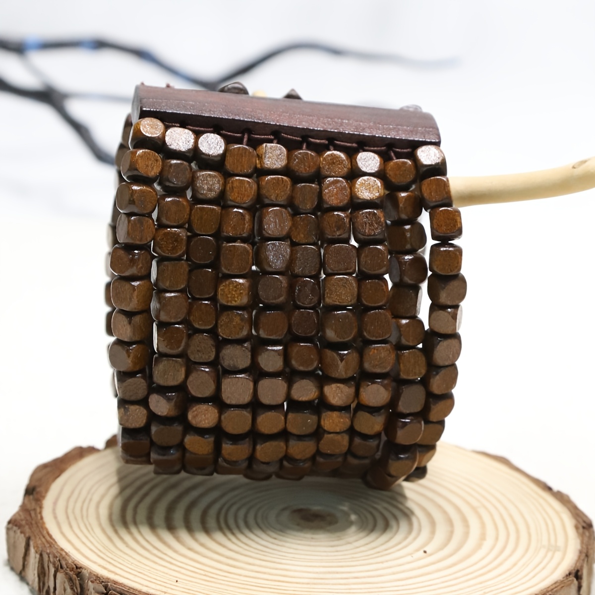 TEMU Boho-chic Vintage Wooden Stretch Bracelet - Everyday & Vacation Wear