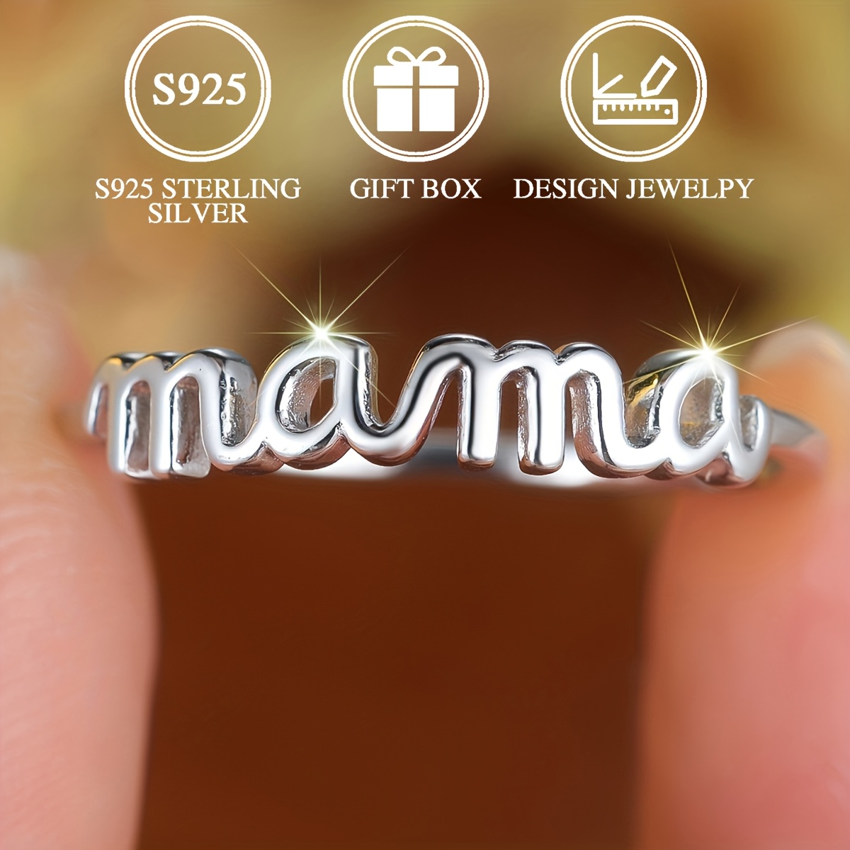 S925 Sterling Silver Mother's Statement Ring 1 2g