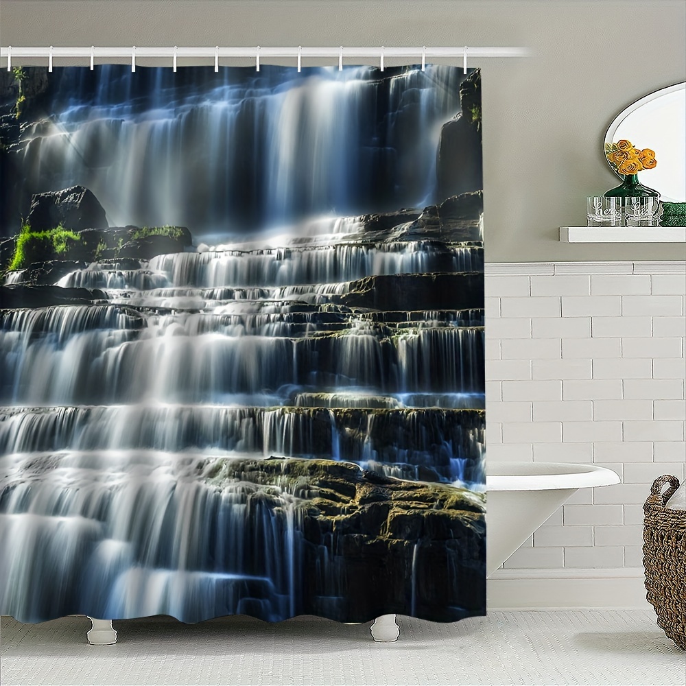 

Waterfall Scenery Shower Curtain - Waterproof, Durable Polyester With 12 Hooks, Machine Washable Bathroom Decor, Privacy Window Curtain Shower Curtain Sets For Bathrooms Shower Curtain For Bathrooms