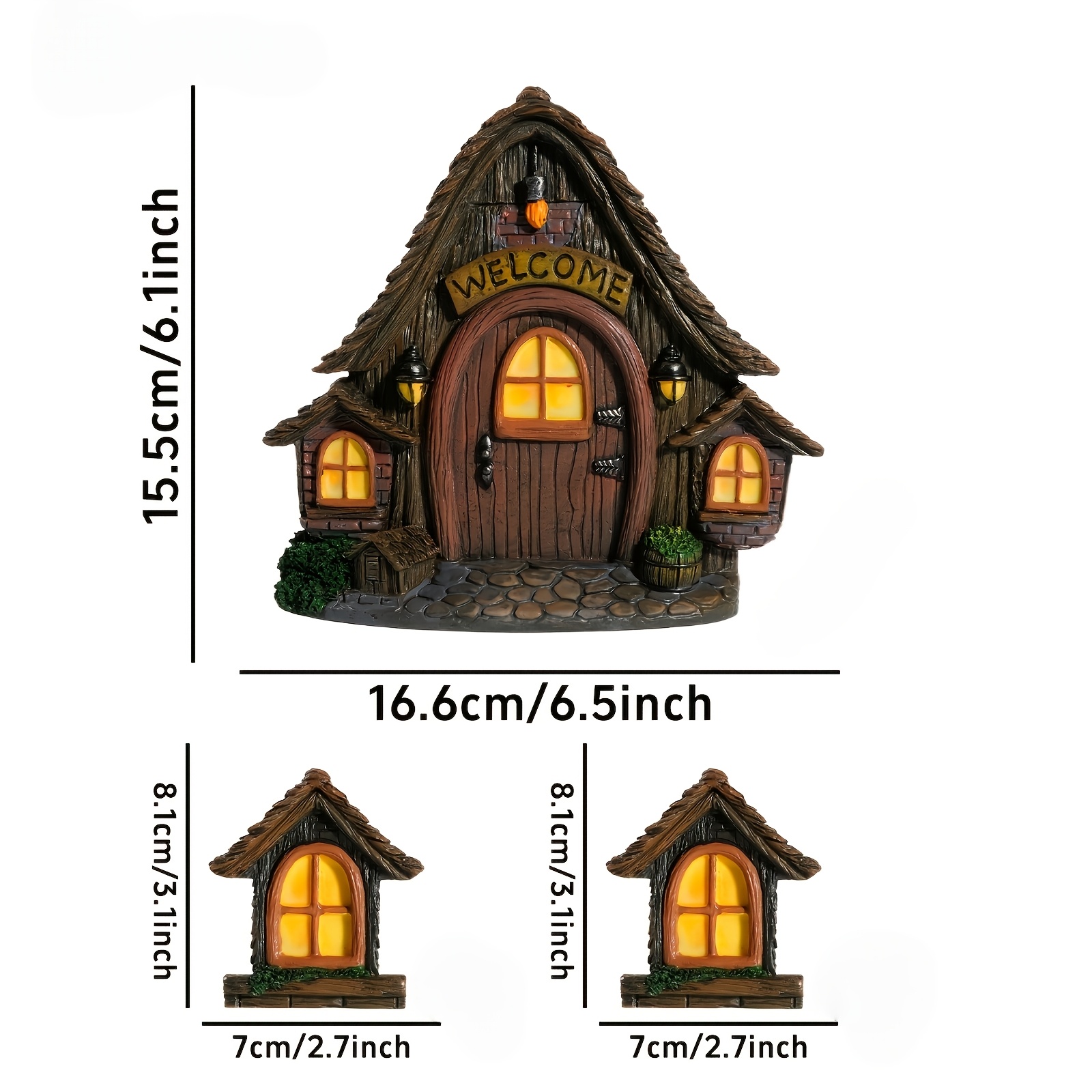 TEMU 2d Flat Design, Very Exquisite 3pcs Set. Fairy Garden Decorative Accessories. Miniature Fairy Garden Accessories. Elf Door And Window Wall
