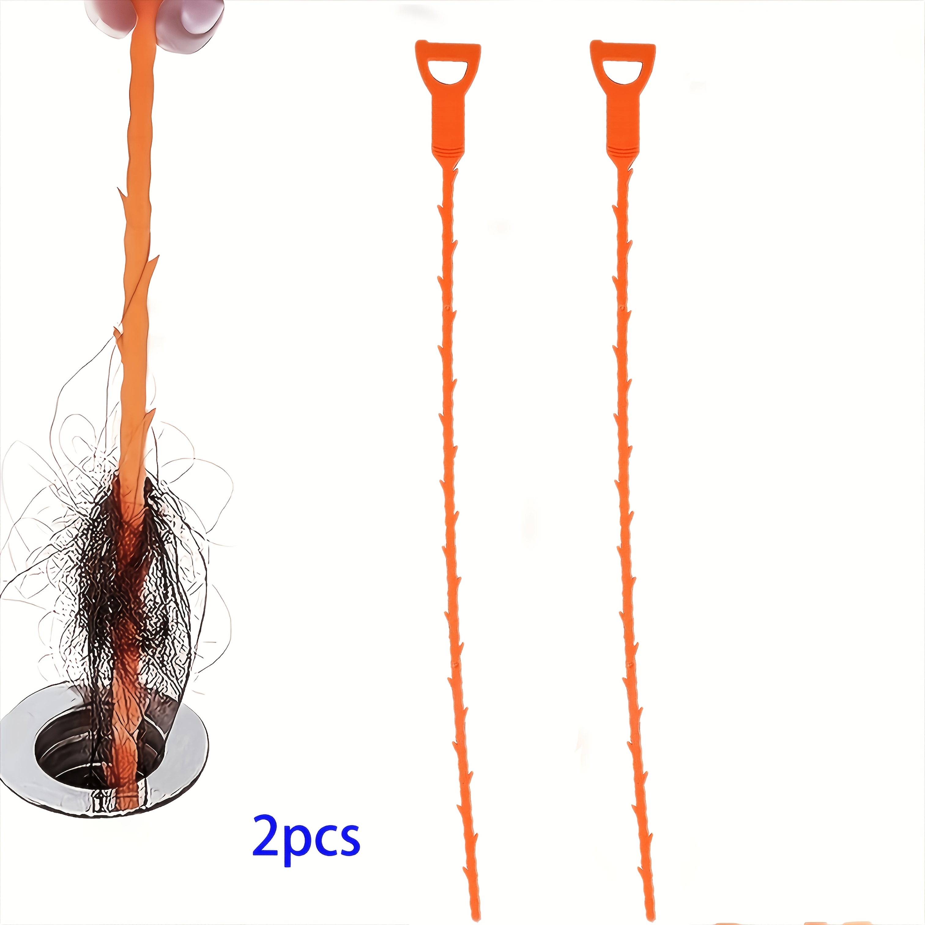 2pcs Durable Plastic Instant Clog Remover, Drain Snake Kit for Shower, Sink & Bathtub, Easy-to-Use Home Maintenance Accessory for Hair & Dirt Cleaning