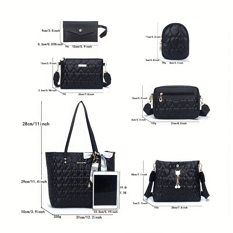 Stylish And Trendy Heart-Shaped Flower Tote Bag Set of Six