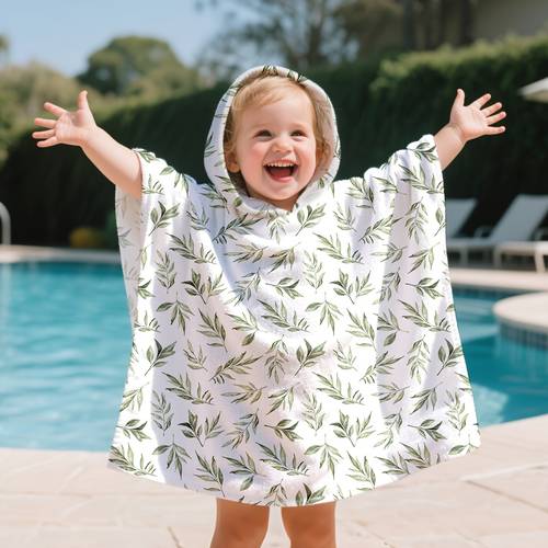 60x60 hooded bath towel super soft microfiber quick dry absorbent tropical leaf design for beach use machine washable poolside accessory leaf pattern for halloween and christmas for halloween and