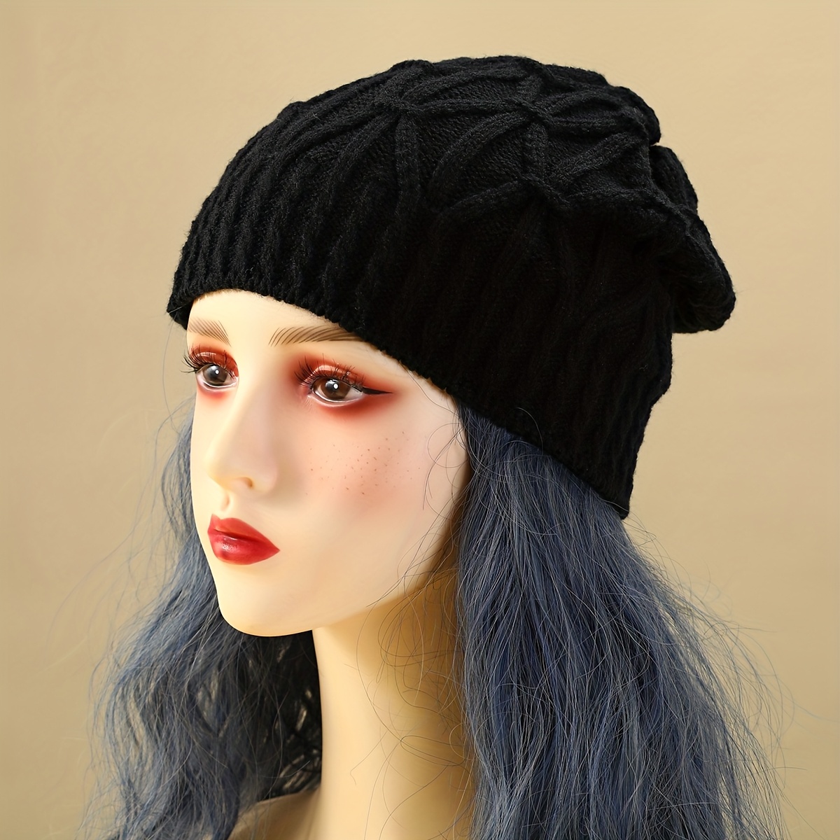 A Unisex -pattern Single-layer Cable- Beanie, An Outdoor Warm And Cold-proof Ear-protecting Windproof Brimless Hat, A Fashionable, , Simple, Versatile Slouchy Beanie