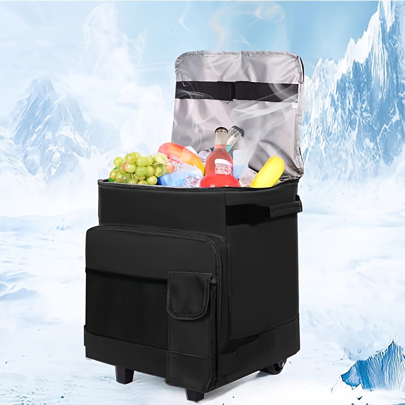 [Portable Rolling Cooler] Collapsible Rolling Cooler - Portable Leakproof Insulated Soft Cooler Bag With Wheels And Handle For Beach Camping Patio Travel Outdoor Ball Fields