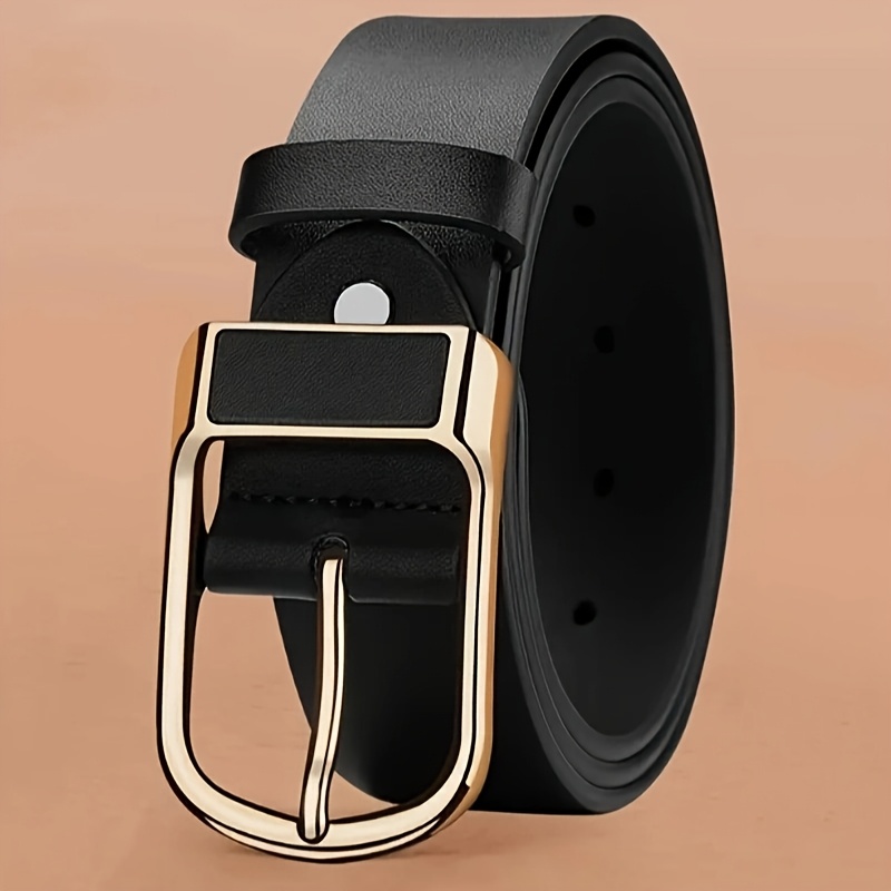 Men's Premium Genuine Leather Belt with Golden-Tone Buckle – Sleek Black Designer Style for Jeans, Perfect Gift Idea