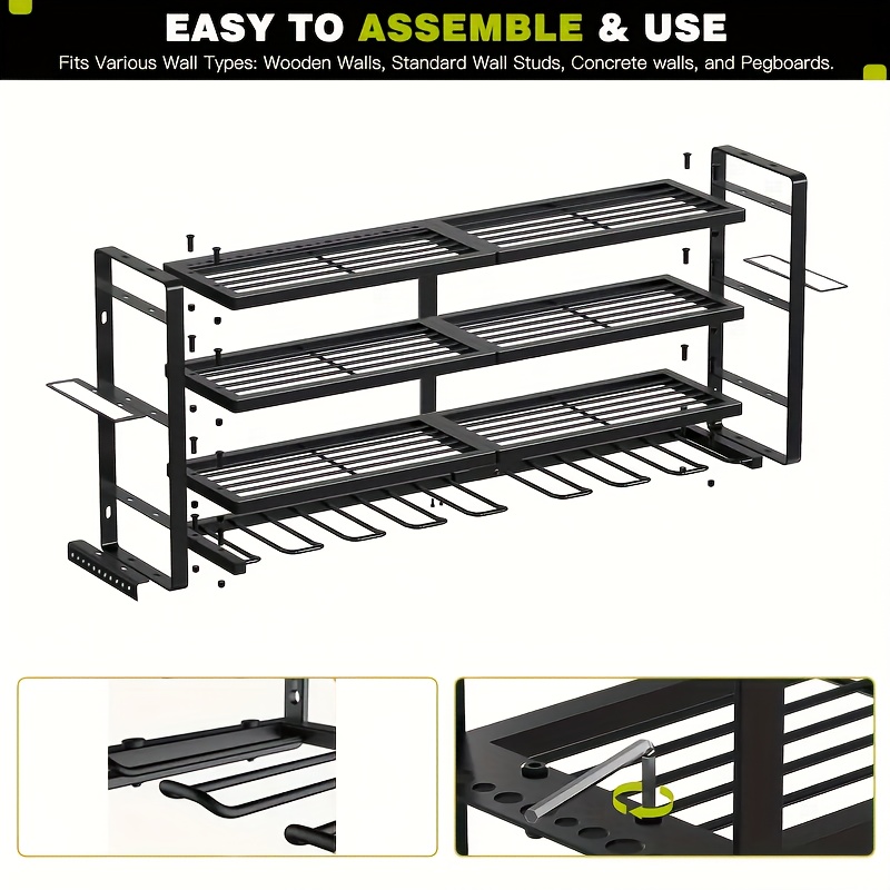 Wall-Mounted Electric Tool Organizer, 4-Tier Wireless Tool Storage with 8 Drill Bit Holders, Practical Garage Rack, Gift for Men, Boyfriends, Husbands, and Partners - Valentine's Day Gifts, Storage Racks 20 Wall-Mounted Electric Tool Organizer, 4-Tier Wireless Tool Storage with 8 Drill Bit Holders, Practical Garage Rack, Gift for Men, Boyfriends, Husbands, and Partners - Valentine's Day Gifts, Storage Racks