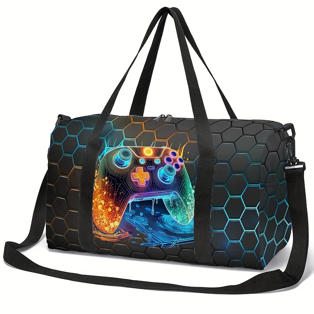 E-shop Gaming Konsole Bedruckte Reisetasche, Outdoor Reise Organizer für Herren, Aufbewahrungstasche für Fußball und Sneaker