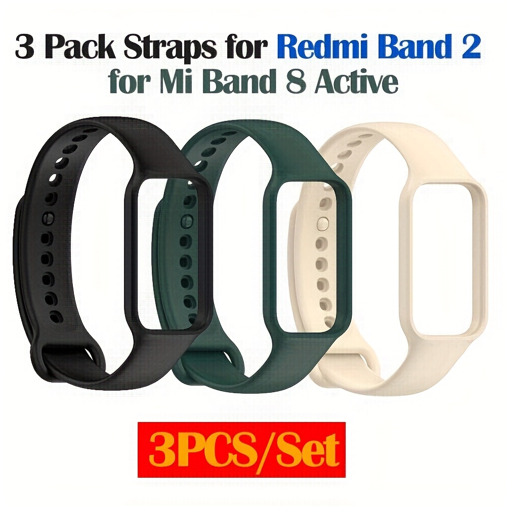 

3pcs Assorted Colors Silicone Bands For Redmi Band 2 & Active - Comfortable, Durable Smartwatch Replacement Straps