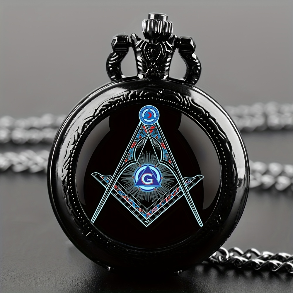 relógio de bolso vintage freemason masonic   mason g quartz com colar pendente e corrente, presente de joalharia steampunk para homens e mulheres detalhes 1