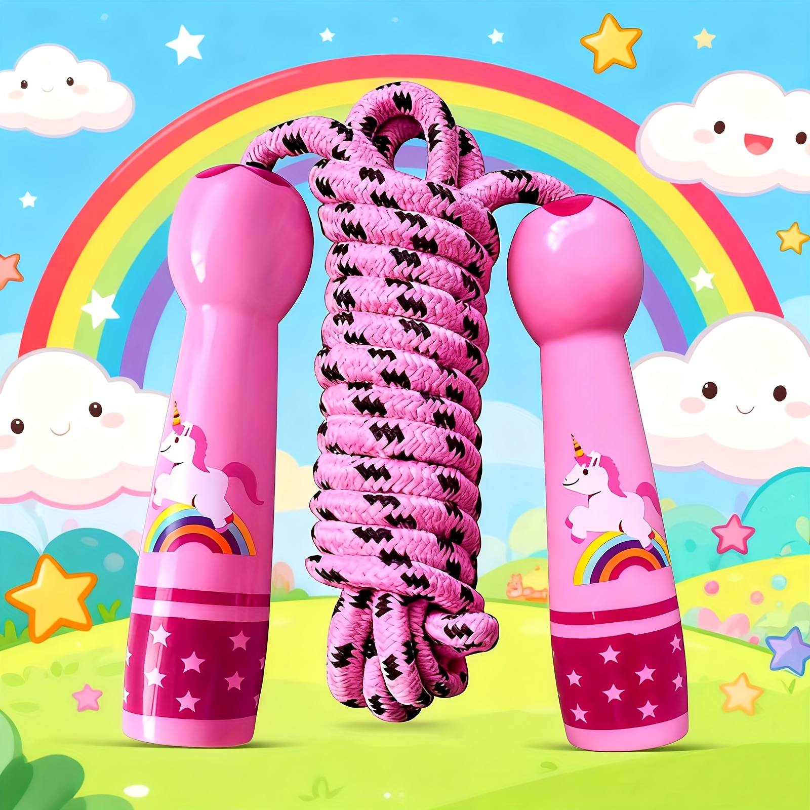 TEMU Adjustable Unicorn Jump Rope & Adults - Magical Skipping Rope With Unicorn-shaped Handle, Non-slip Cord - All Ages Fitness Equipment &, Birthday