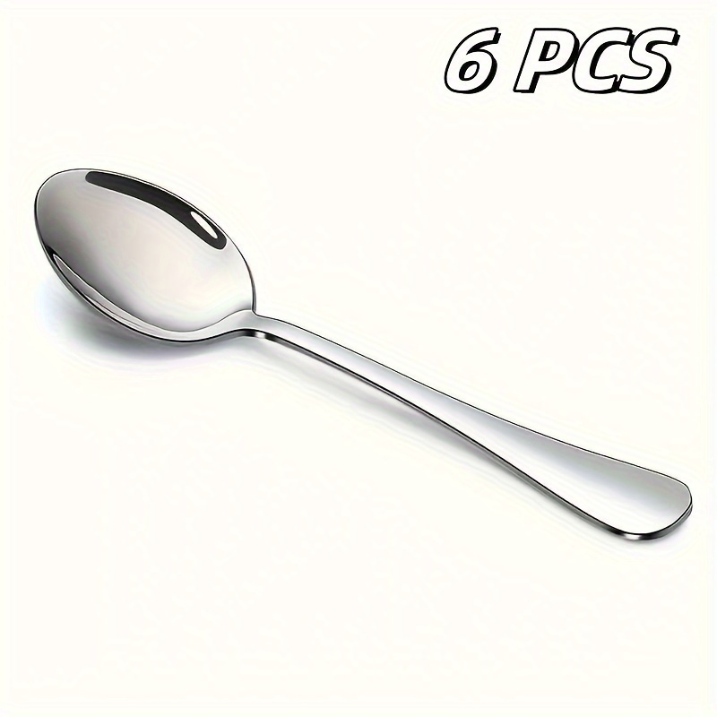 TEMU 6/12pcs Stainless Steel Teaspoon, Dessert Spoon, Coffee Spoon, Stirring Spoon. Dishwasher Safe, Restaurant Additions
