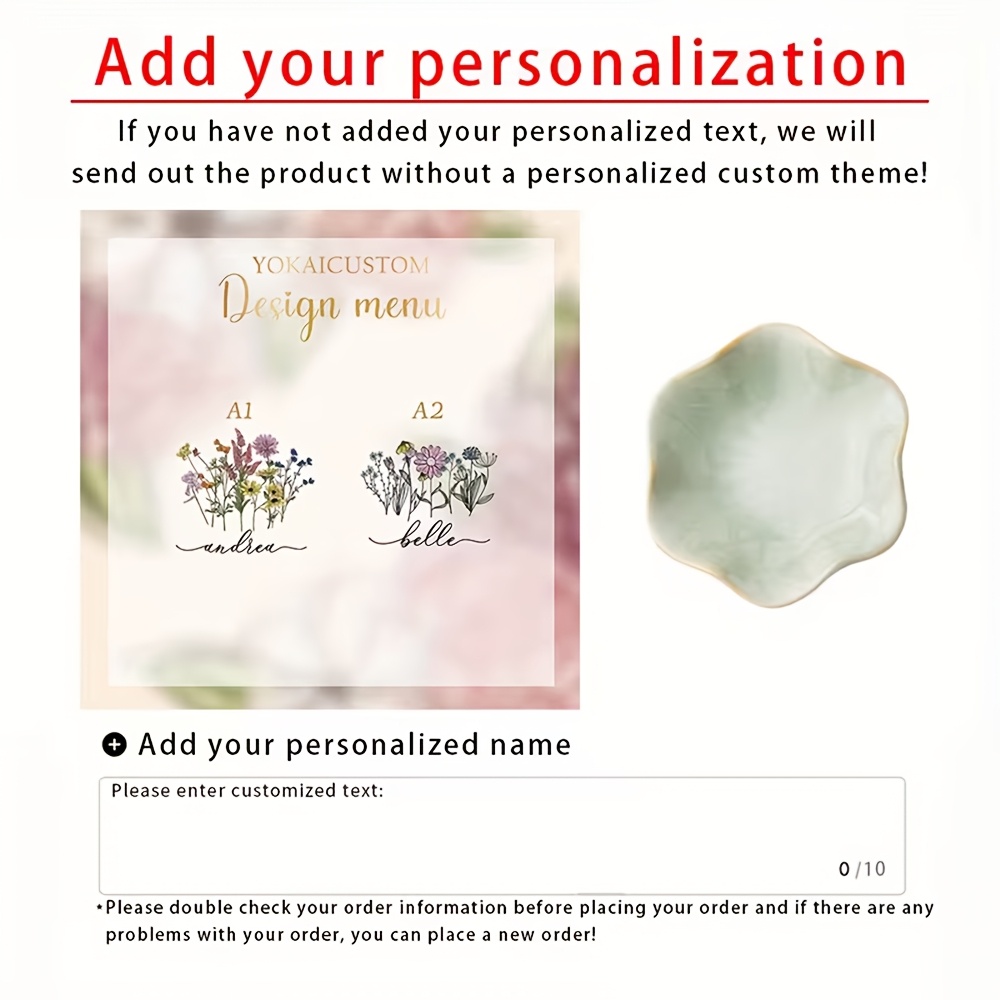 TEMU Customizable Jewelry Tray Suitable For Weddings, Birthdays & Mother's Day Gifts - Oval Tabletop Display With Name/text For Dresser, Vanity, Desk