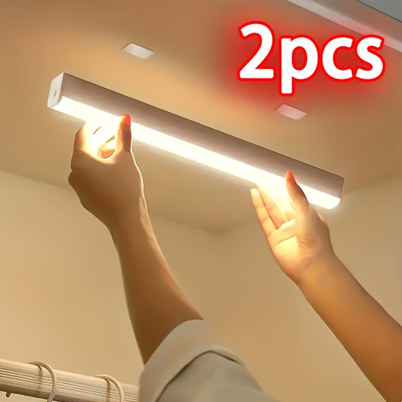 2pcs   smart led motion sensor lights with usb rechargeable magnetic ceiling wall mountable suitable for wardrobe cabinet stair lighting   lighting suitable for rv bedroom wine cabinet magnetic sensor light