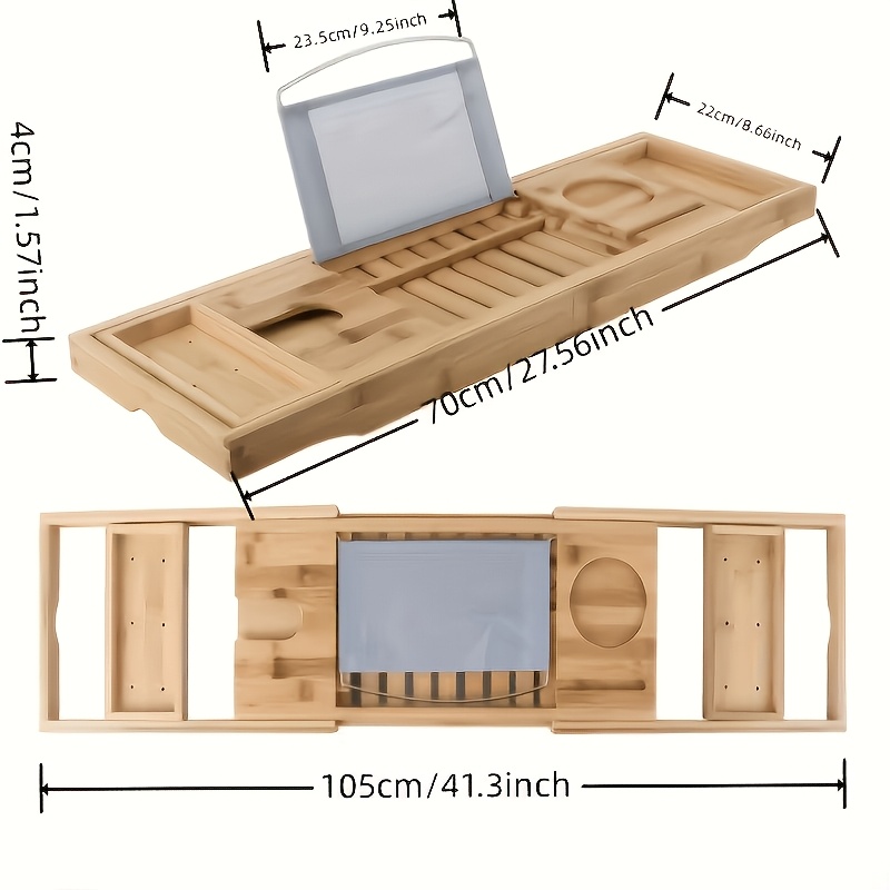 Retractable Bathtub Organizer; Side Tray For Soaking And Storage; Bathroom Shelf Tub Support, Bathroom Trays