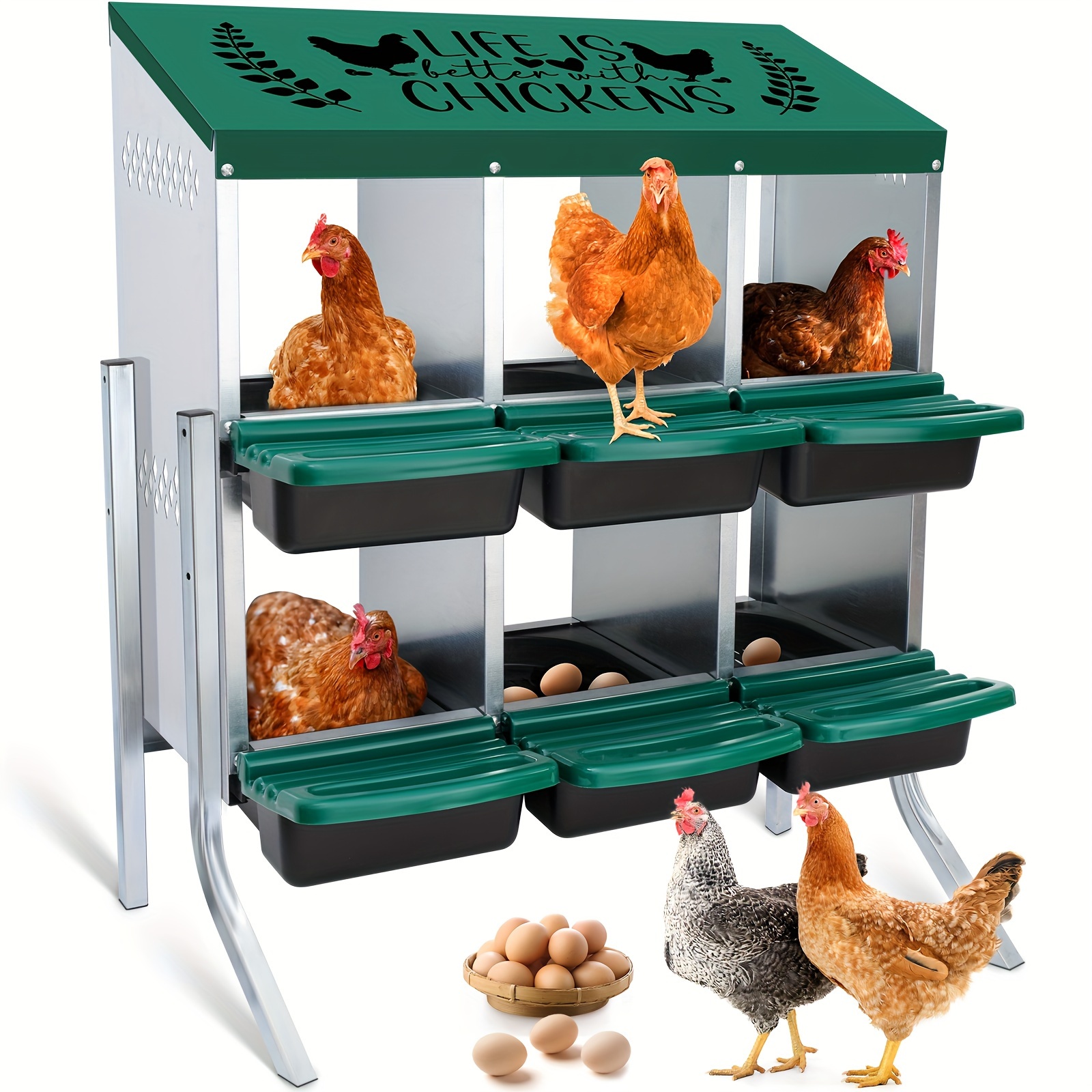 TEMU Chicken Nests Box- 8-hole Nests For Laying Eggs - Chicken Brooder Boxes With Perches To Collect And Protect Eggs