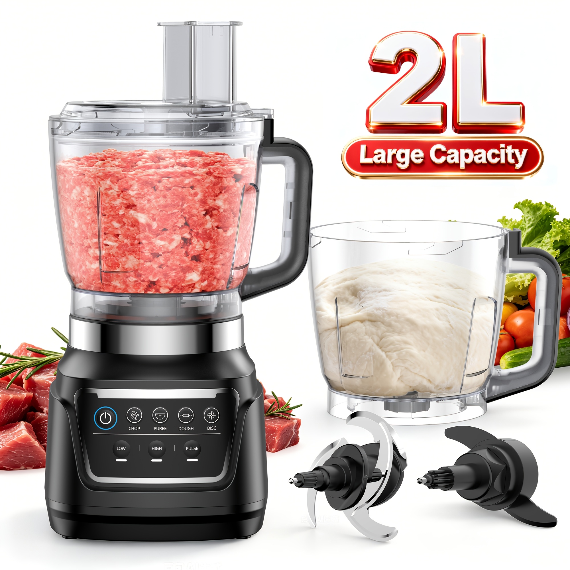Image of Multi-functional Household Meat Grinder And Blender, 68 Oz Large- Body, Motor With Stainless Steel , Multiple Additions For Grinding Meat, Slicing, Shredding, Grinding Nuts, And Blending Ingredients