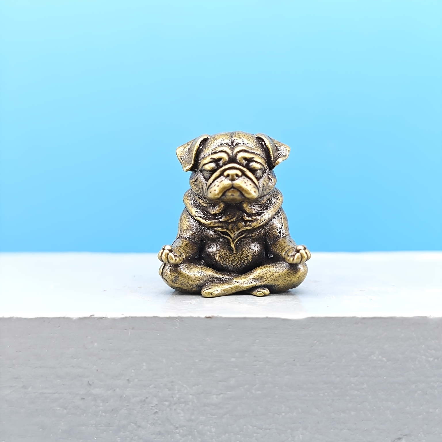 TEMU Brass Simulation Animal Office Desktop Decorations: Bulldog Puppy Meditation, Pet Theme, Car Interior Flower Pot, Fish Tank Desktop Decoration,
