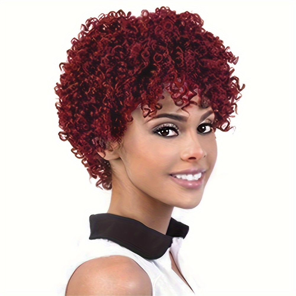 TEMU Short Red Curly Wig, Suitable For Bangs, Curly Hair, Soft And Fluffy Synthetic Heat-resistant Daily Party Halloween Wig