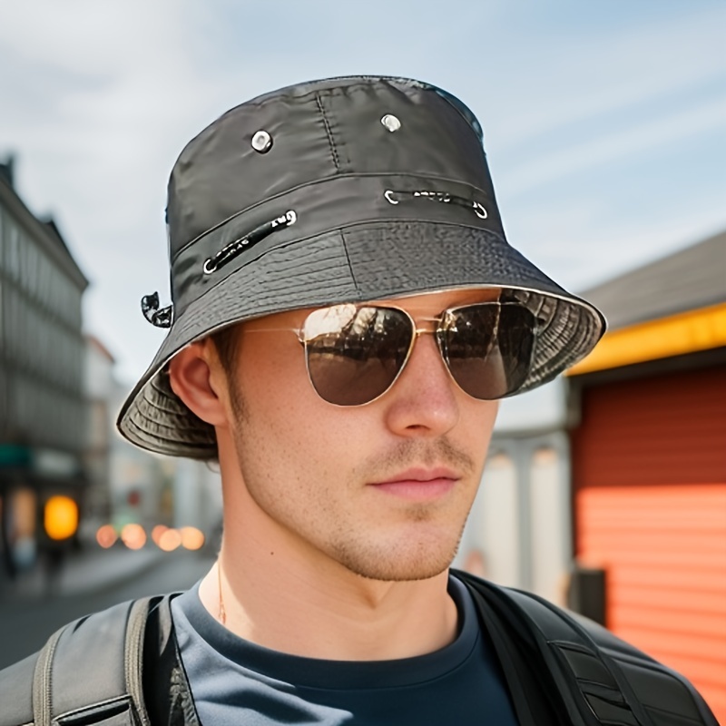 monochrome adjustable drawstring bucket hat convenient Temu United Kingdom