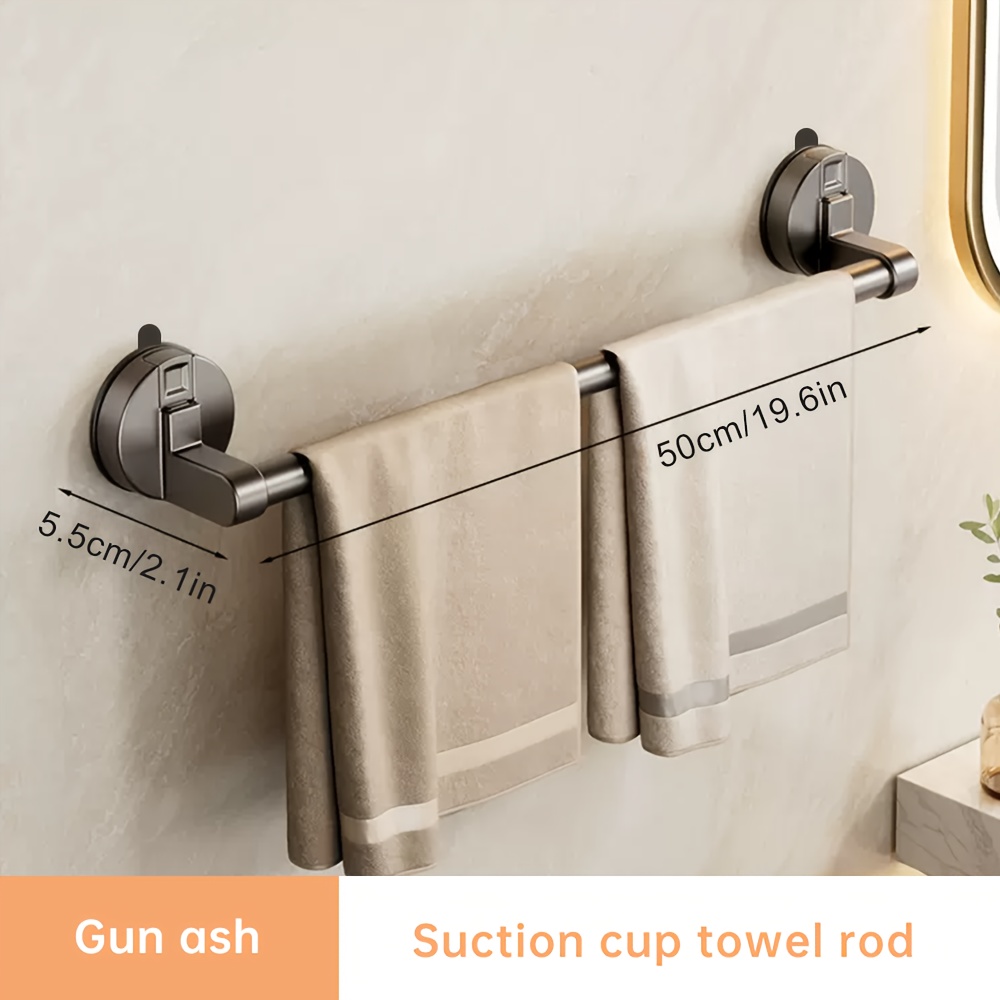 Image of 1 Chrome Wall-mounted Towel Rack With Strong Suction Cups, And Abs Base, No Power Required, For Bathroom, Valentine's Day And Easter Gifts