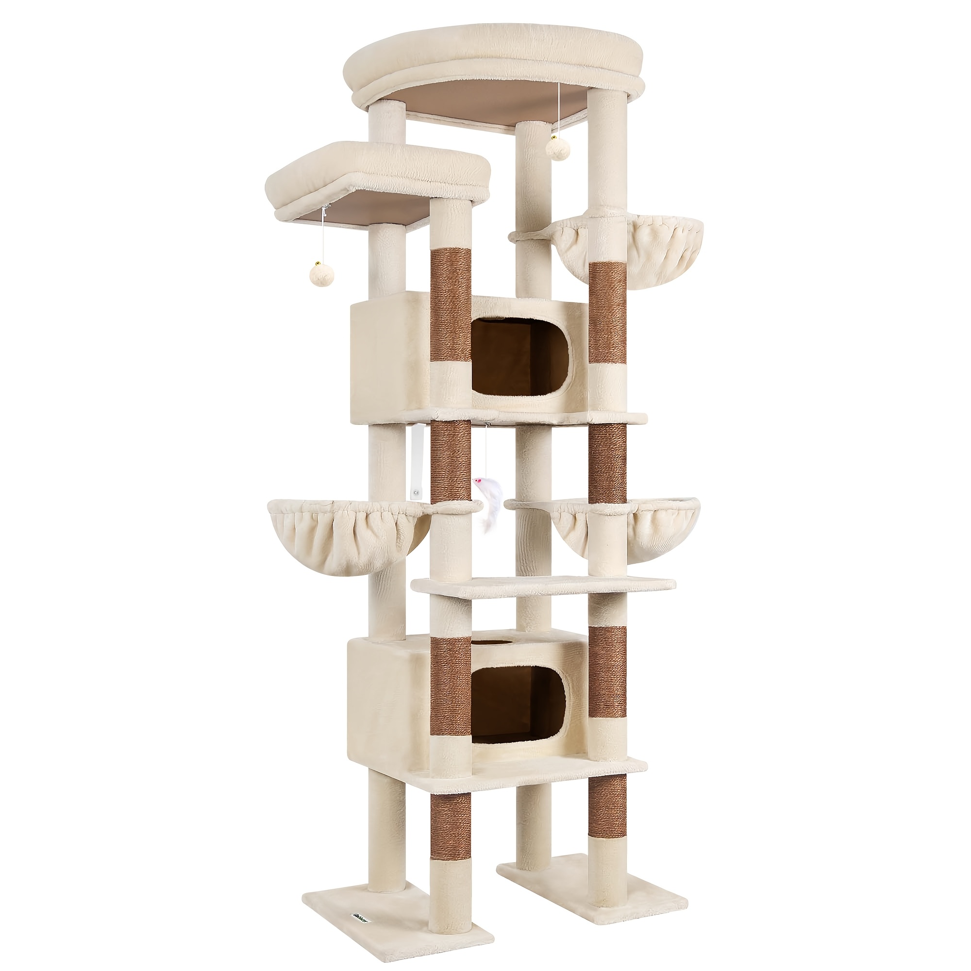 Image of Xxl Tree, 84 Inch Heavy Duty Tall Cat Tower For Indoor Cats Large Adult, Multi-level Large Cat Condo With 8 Scratching Posts, 3 Hanging Basket., 2 Cat Caves, 2 Platform, F84