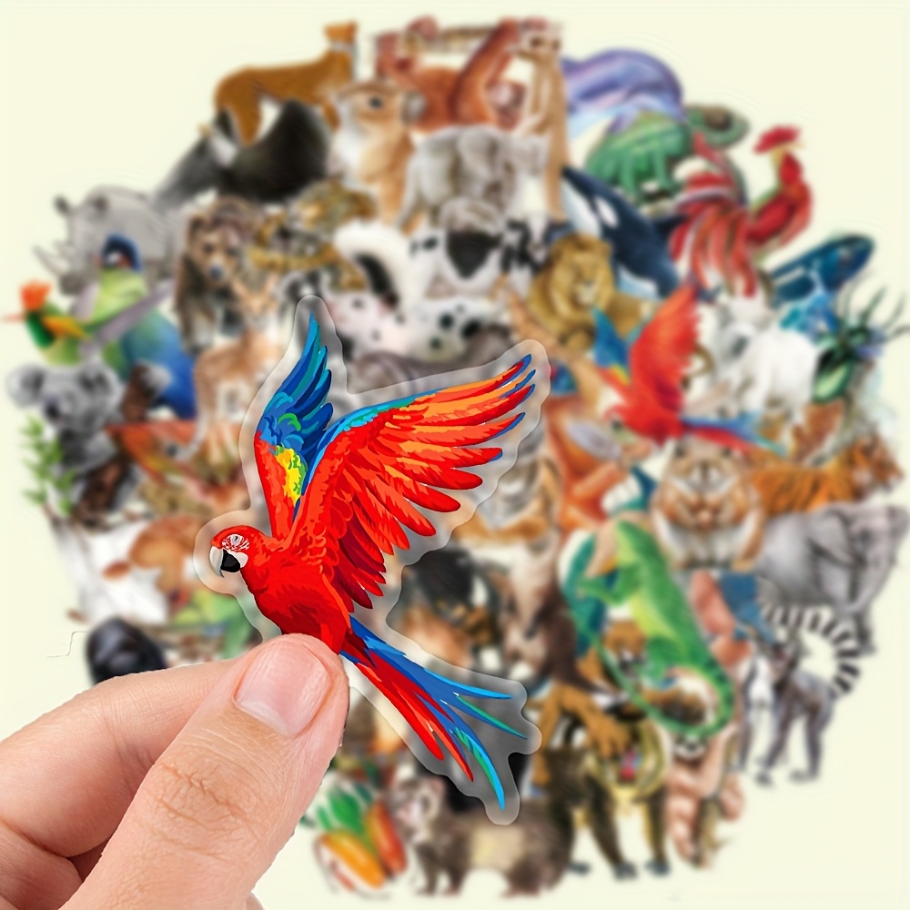 Image of 100pcs Wild Animal Transparent Graffiti Decoration Stickers For Stationery Laptop Water Bottle Luggage Helmet Skateboard Motorcycle Guitar, Christmas Gift, Reward Gift (not Repeated)