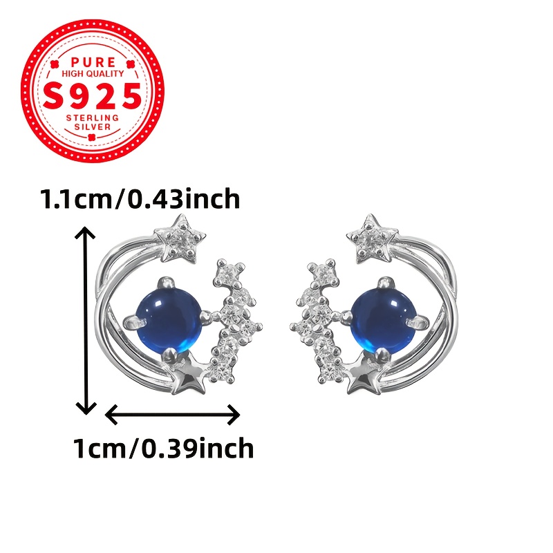 Women's S925 Sterling Silver Star Design Earrings with Zirconia