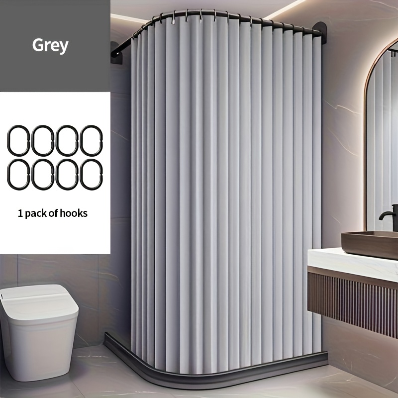TEMU 1pc Modern Foldable Curved Shower Curtain, Space-saving, & Clean, Bathroom Partition, Small Home & Rental, Light Blocking Dust Proof, & Sizes
